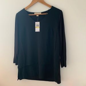 Michael Kors NWT black sheer layered v neck